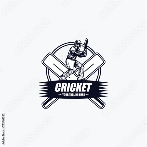 Cricket player, Playing cricket logo design vector. Icon Symbol. Template Illustration