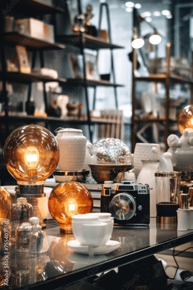 Fototapeta premium A table filled with various types of lights. Perfect for lighting or decoration concepts