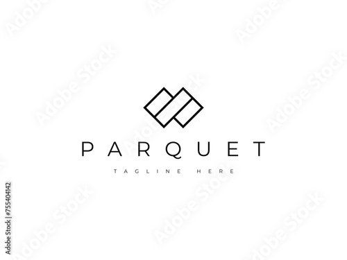 abstract parquet wood floor logo design