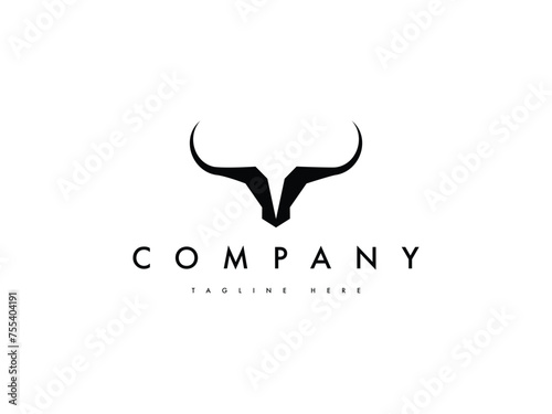 abstract minimal bull cow head logo design