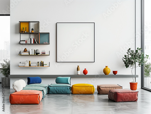 Blank photo frame mockup - Mid-Century living room © nut