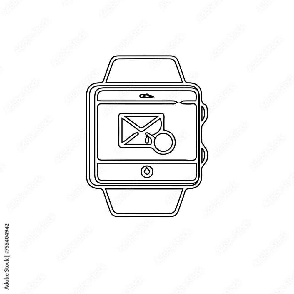 Smart watch line icon vector illustration. Hand drawn outline wearable wrist watch bracelet with wristband and tracker monitoring quality of sleep and relax, heartbeats during sports training. Smart watch line icon vector illustration. Hand drawn outline wearable wrist watch bracelet with wristband and tracker monitoring quality of sleep and relax, heartbeats during sports training.