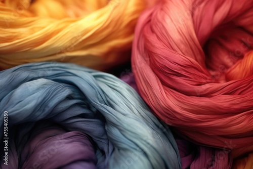 A close up of a bunch of colored yarn. Perfect for crafting projects