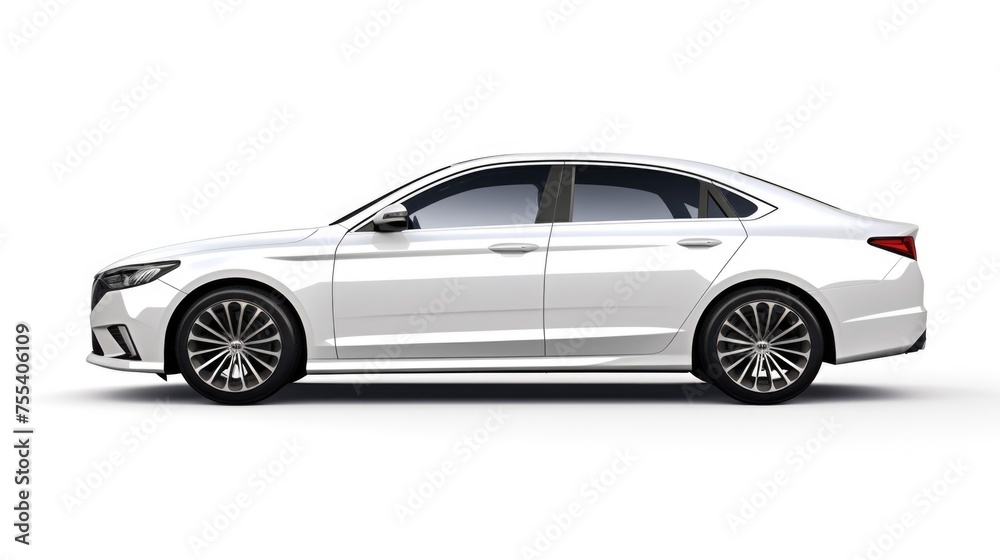A white car on a white background, perfect for automotive designs