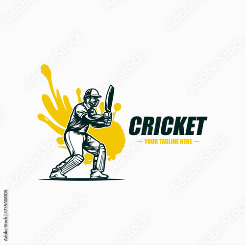 Cricket player logo design inspiration