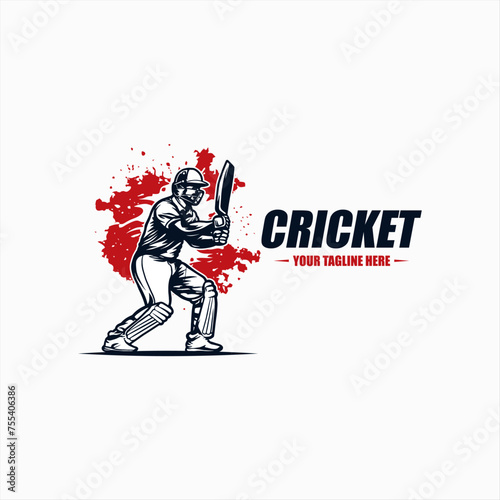Cricket player logo design inspiration