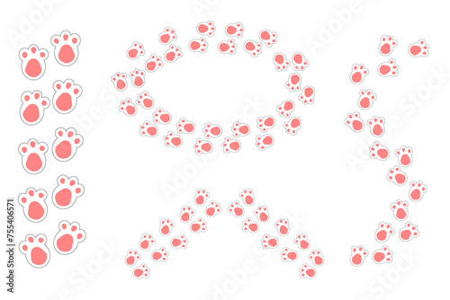 easter Bunny  foot print clipart pink and white design bundle