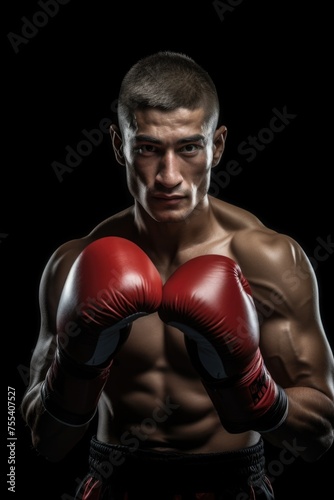 A man in boxing gloves posing for a picture. Great for sports and fitness concepts © Fotograf