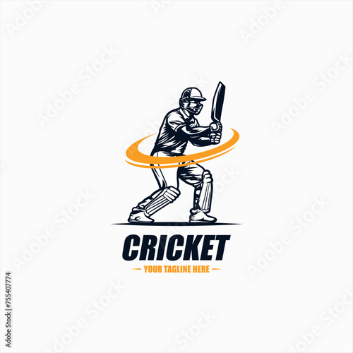 Cricket player, Playing cricket logo design vector. Icon Symbol. Template Illustration