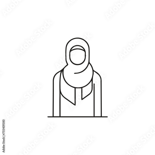 Hijab icon vector. Linear style sign for mobile concept and web design. Hijab symbol illustration. Pixel vector graphics - Vector.	