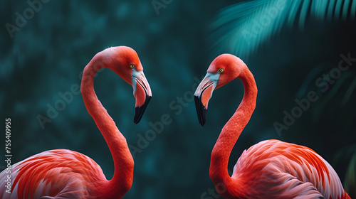 Two lovers flamingos  generative ai