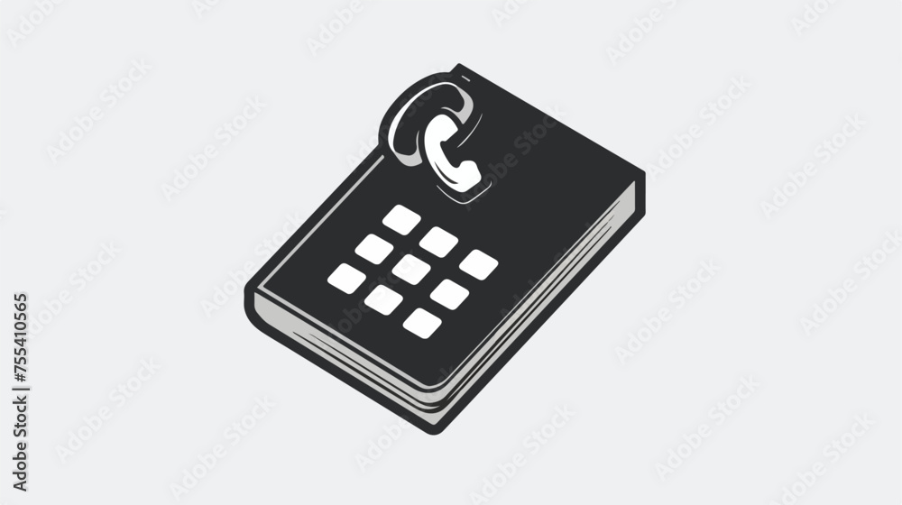 Naklejka premium Phone book icon black-white vector pixel art icon flat