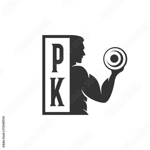 PK initials fitness sport gym logo design vector