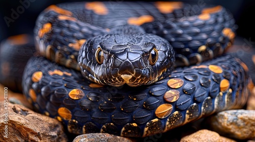 Close Up of a Snake on Rocks