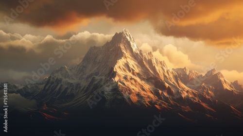 Panoramic view of mountains at sunset 