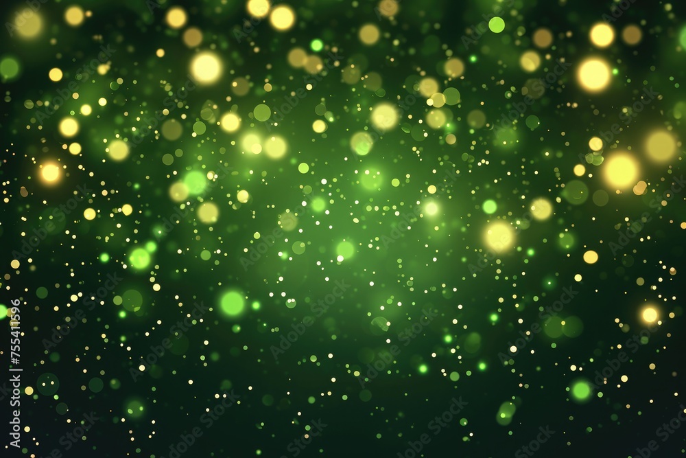 Green glitter particles, shine confetti and glowing lights effect. Green glitter particles, shine confetti and glowing lights effect.