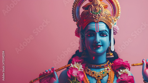 Happy Dussehra festival of India, Navratri and Durga Puja festival of India, Realistic Portrait Design copy space, Clean Background Image, Generative Ai