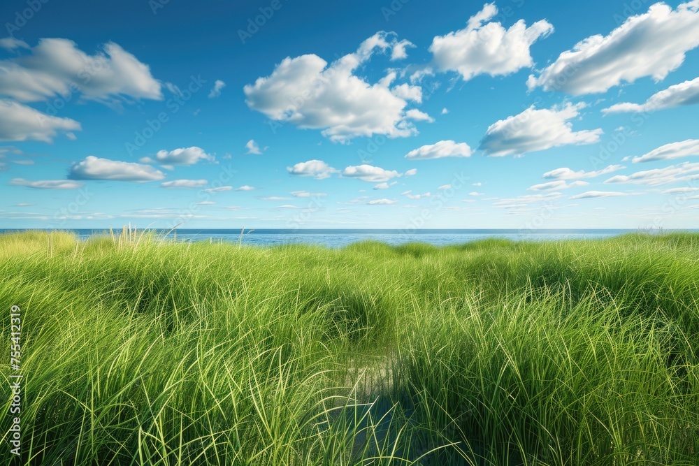 Warm sunny midsummer day with grass and blue sky. Warm sunny midsummer day with grass and blue sky.