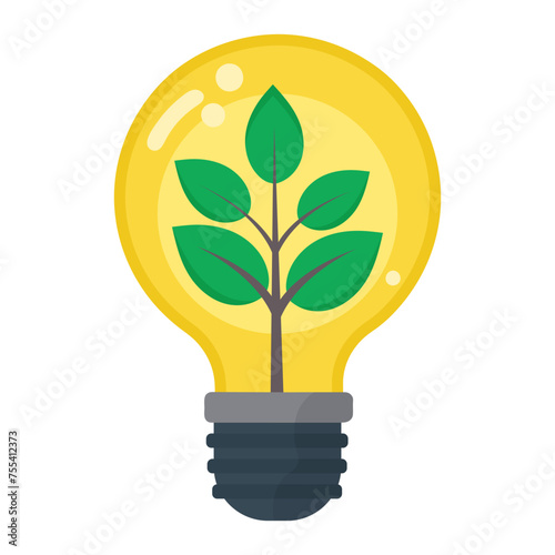 light bulb with a plant inside, energy saving