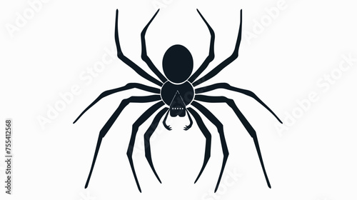 Silhouette of spider. Insect in flat style. flat vector