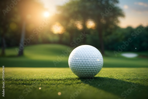 A close up of a golf ball with an isolated background