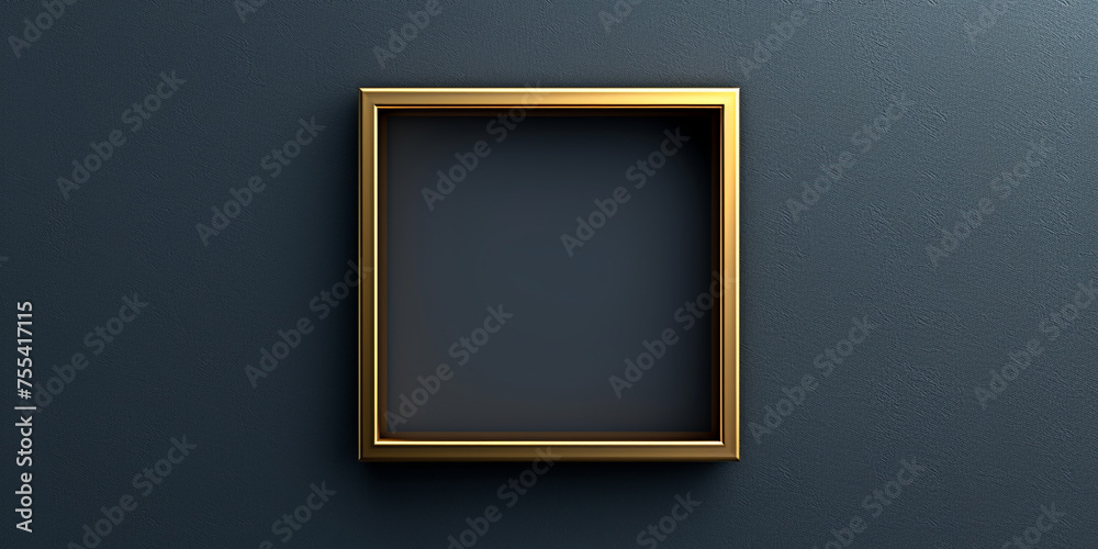 Gold square frame for picture on black background. Gold square frame for picture on black background.