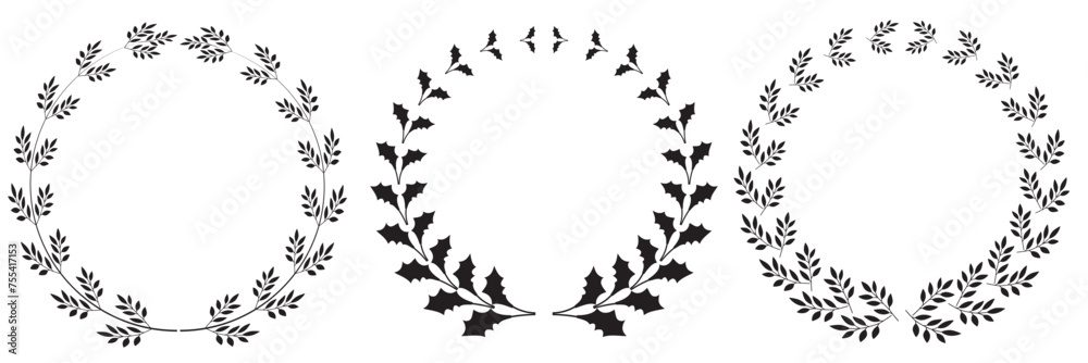 Laurel wreath victory icon set. vector illustration.