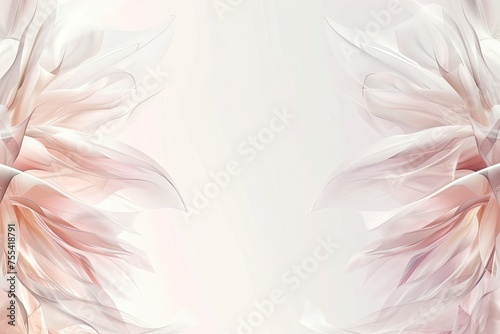Abstract Artistry in Light Pink and White Background - Symmetrical Floral Composition with Soft Tones and Delicate Texture