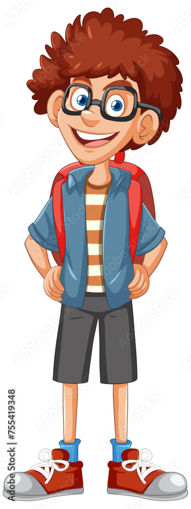 Cheerful young boy standing with a confident smile Cheerful young boy standing with a confident smile