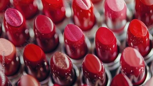 Overhead view of lipsticks, Many colors Generative Ai
