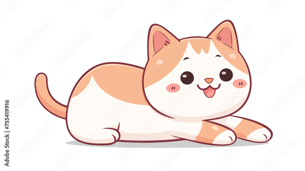 This is my drawing for a cat with kawaii style . flat