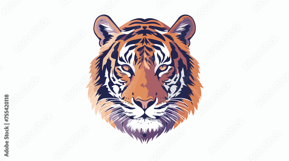 Tiger face hand drawn. Vector illustration. flat vector