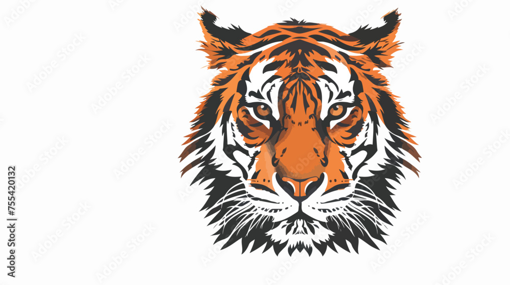 Tiger face hand drawn. Vector illustration. flat vector