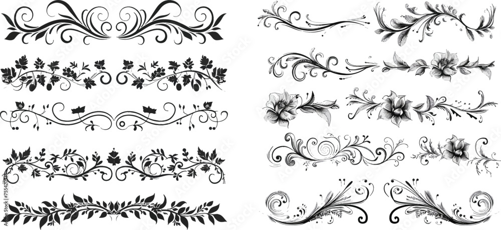 Vector design elements and calligraphic page decorations