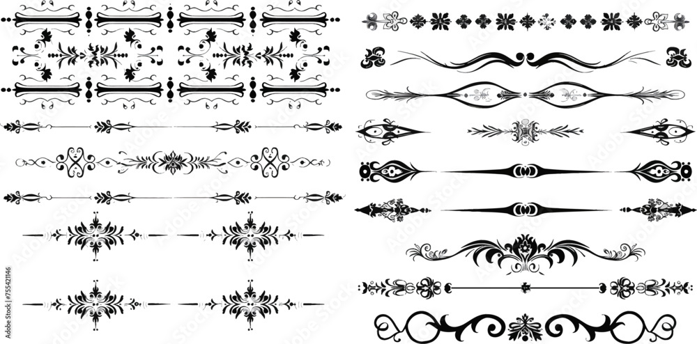Set of decorative calligraphic elements for editable and design