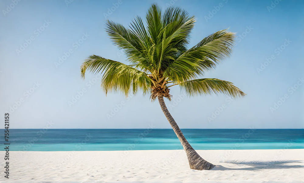 Obraz premium Tranquil Azure Ocean Beach Scene