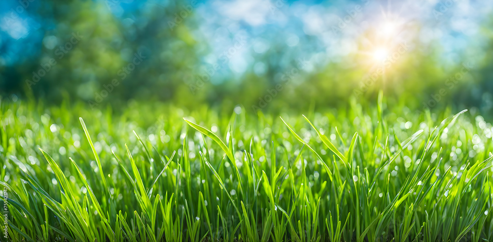 Neatly Trimmed Lawn with Blue Sky Neatly Trimmed Lawn with Blue Sky