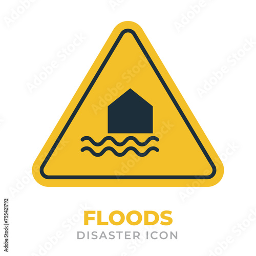 floods disaster flat icons and symbol warning sign