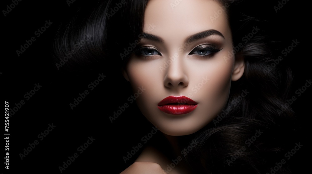 Close Up Portrait of Womans Face in Darkness Close Up Portrait of Womans Face in Darkness