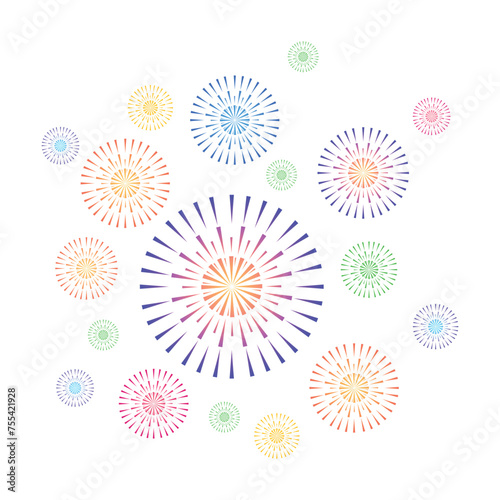 Free vector set fireworks to happy celebration event