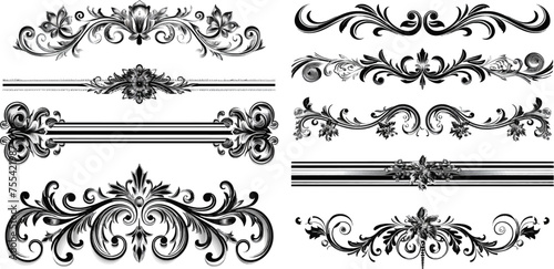 Vector set of decorative elements, border and page rules