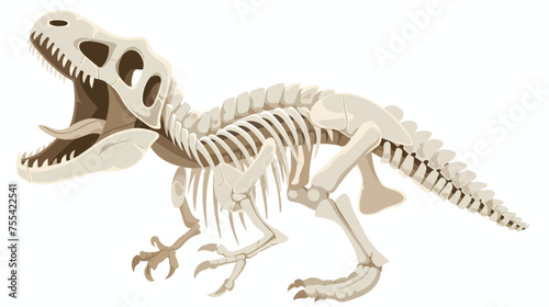 white dinosaur skeleton with open mouth flat vector © Roses