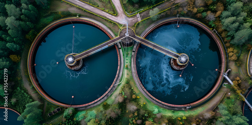 Aerial view of a water treatment plant