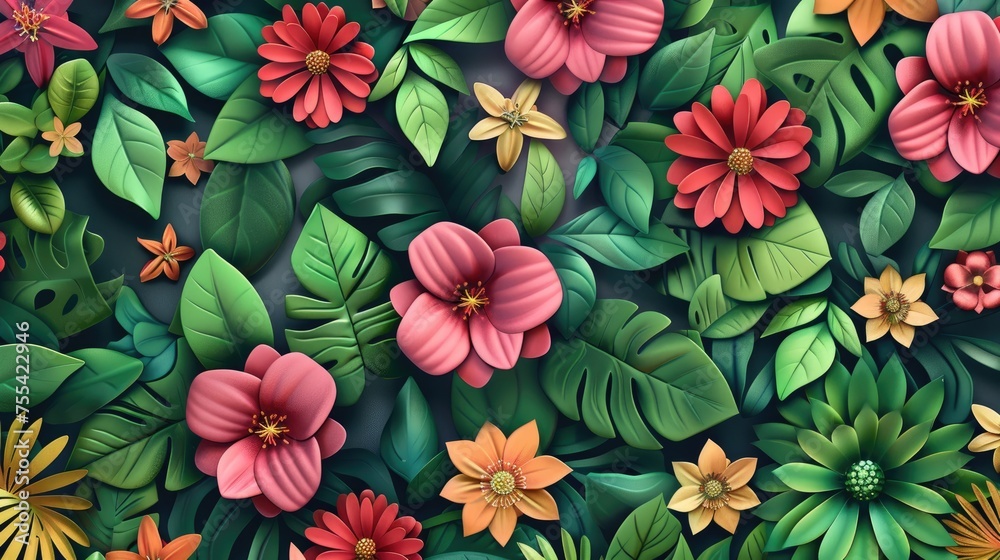 Blooms and foliage of spring pattern Blooms and foliage of spring pattern