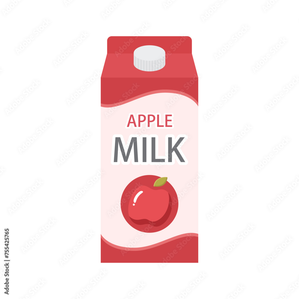 Apple milk vector illustration on white background. Apple milk is a delicious drink. Apple milk vector illustration on white background. Apple milk is a delicious drink.