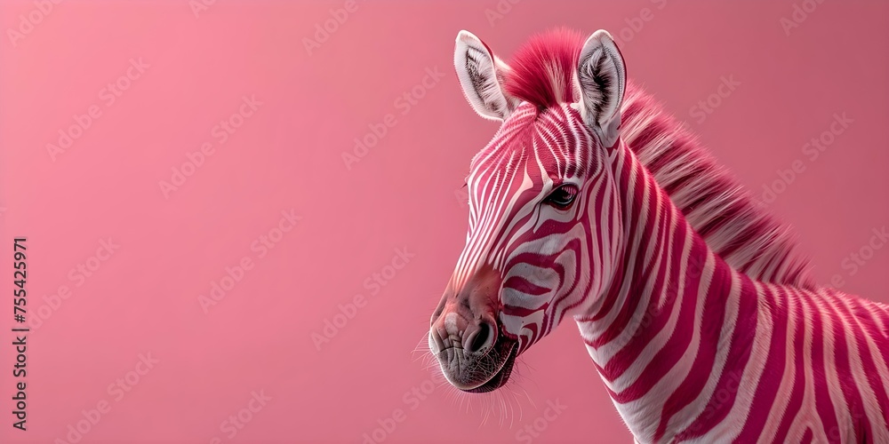 A Pink Zebra Standing Out in a Vibrant Pink Setting. Concept Nature, animals, wildlife, pink zebra, vibrant pink setting A Pink Zebra Standing Out in a Vibrant Pink Setting. Concept Nature, animals, wildlife, pink zebra, vibrant pink setting