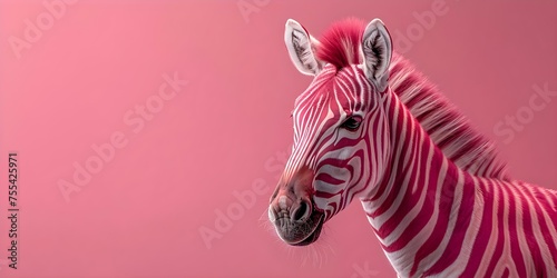A Pink Zebra Standing Out in a Vibrant Pink Setting. Concept Nature  animals  wildlife  pink zebra  vibrant pink setting
