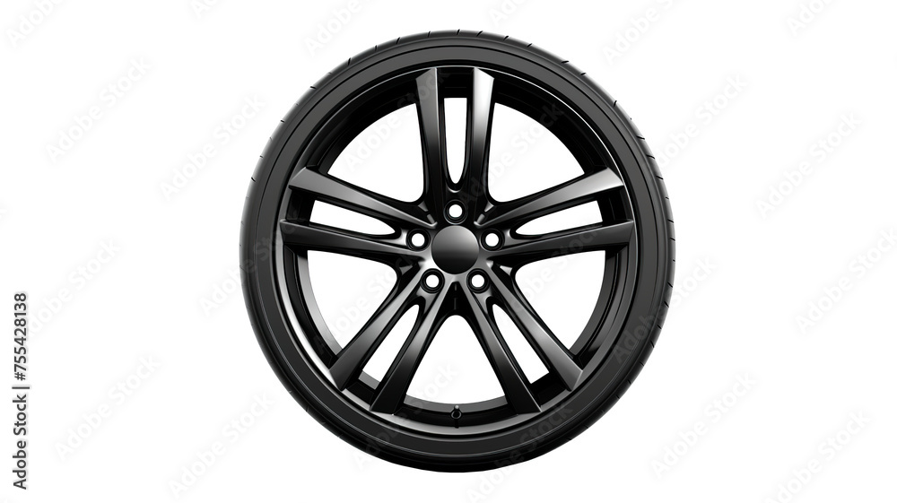 Fototapeta premium Car wheel isolated on a transparent background.