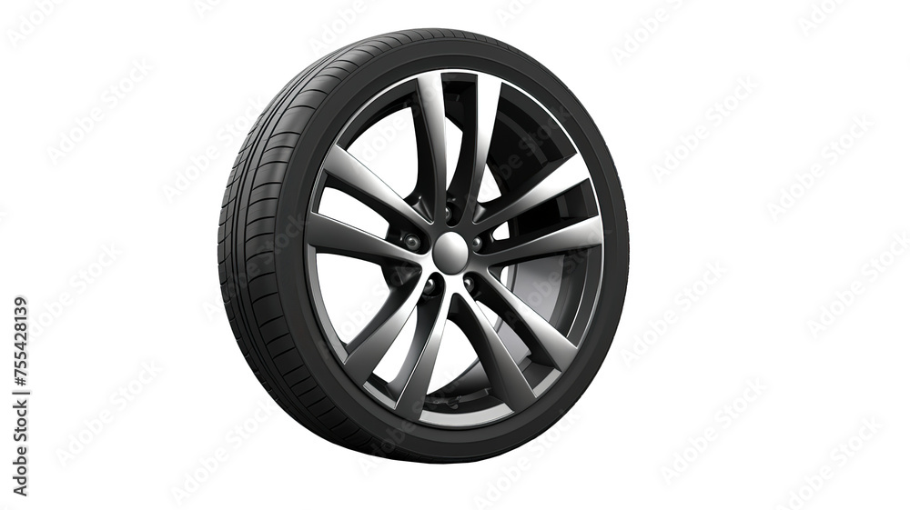 Car wheel isolated on a transparent background.