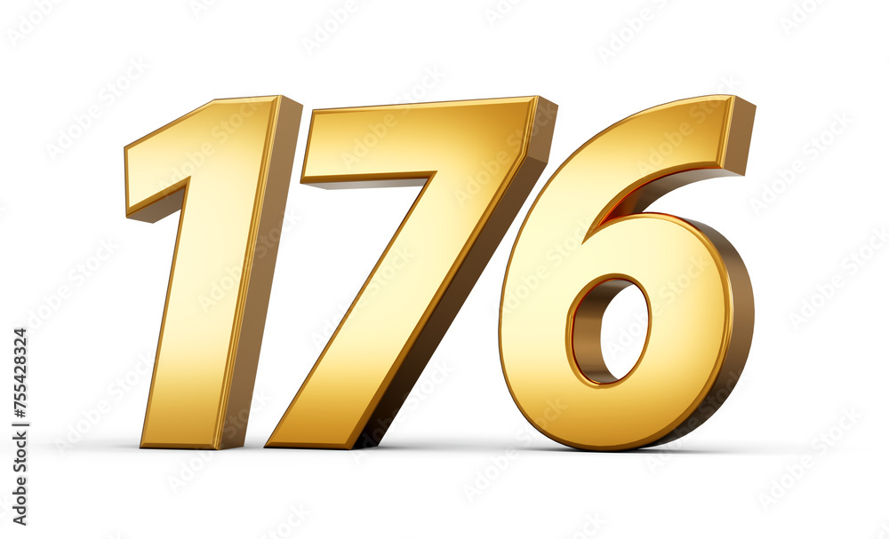 3d number 176 one hundred seventy six Gold text isolated on white background with reflection 3d illustration 3d number 176 one hundred seventy six Gold text isolated on white background with reflection 3d illustration